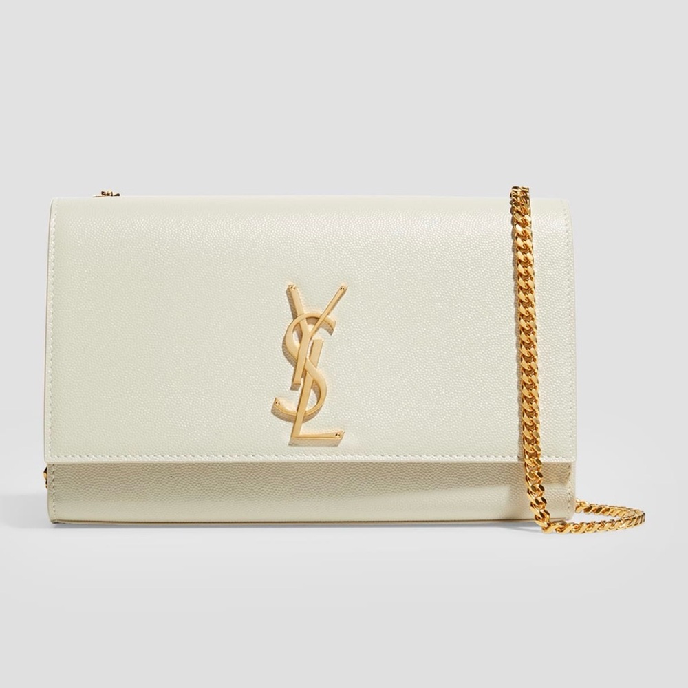 Yves Saint Laurent Cream Shoulder Bag with Gold Chain